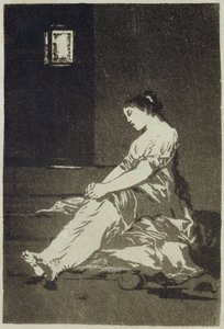 彼女は感受性だったので、「ロスカプリコス」のプレート32、1799（アクアチント） 作： Francisco de Goya